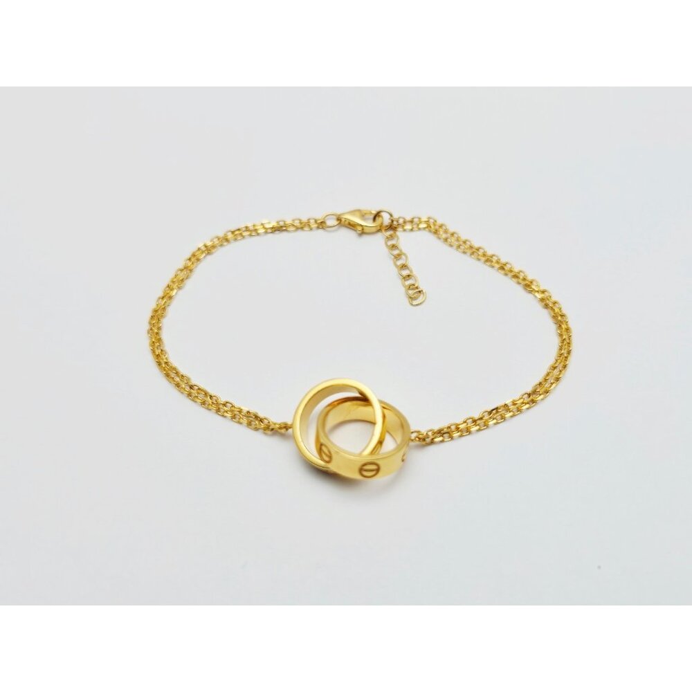 Unique 21k Solid Yellow Gold Interlocking Circles… - image 1